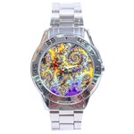 Desert Winds, Abstract Gold Purple Cactus  Stainless Steel Watch