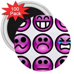 Chronic Pain Emoticons 3  Button Magnet (100 pack)