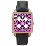 Chronic Pain Emoticons Rose Gold Leather Watch 