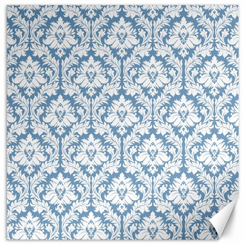 White On Light Blue Damask Canvas 16  x 16  (Unframed) from ZippyPress 15.2 x15.41  Canvas - 1