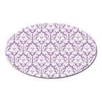 White On Lilac Damask Magnet (Oval)