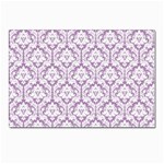 White On Lilac Damask Postcards 5  x 7  (10 Pack)
