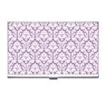 White On Lilac Damask Business Card Holder