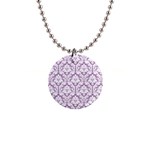 Lilac Damask Pattern 1  Button Necklace