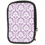 White On Lilac Damask Compact Camera Leather Case