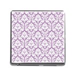 White On Lilac Damask Memory Card Reader with Storage (Square)