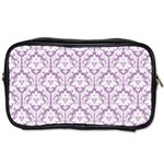 White On Lilac Damask Travel Toiletry Bag (One Side)