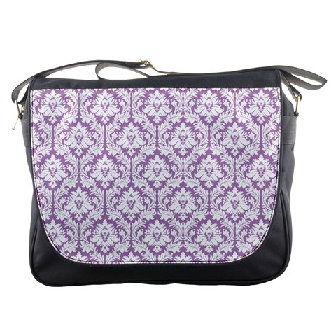 Lilac Damask Pattern Messenger Bag from ZippyPress Front