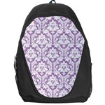 White On Lilac Damask Backpack Bag