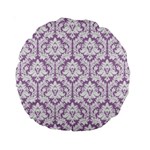 Lilac Damask Pattern Standard 15  Premium Round Cushion 