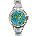 Mystical Spring, Abstract Crystal Renewal Round Italian Charm Watch