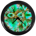 Spring Leaves, Abstract Crystal Flower Garden Wall Clock (Black)