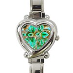 Spring Leaves, Abstract Crystal Flower Garden Heart Italian Charm Watch 