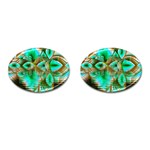 Spring Leaves, Abstract Crystal Flower Garden Cufflinks (Oval)