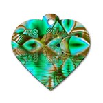 Spring Leaves, Abstract Crystal Flower Garden Dog Tag Heart (Two Sided)