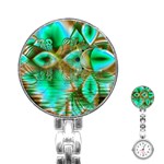 Spring Leaves, Abstract Crystal Flower Garden Stainless Steel Nurses Watch