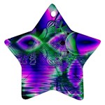 Evening Crystal Primrose, Abstract Night Flowers Star Ornament
