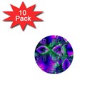 Evening Crystal Primrose, Abstract Night Flowers 1  Mini Button (10 pack)