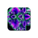 Evening Crystal Primrose, Abstract Night Flowers Drink Coaster (Square)
