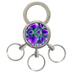 Evening Crystal Primrose, Abstract Night Flowers 3-Ring Key Chain