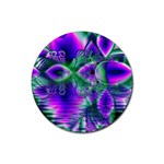 Evening Crystal Primrose, Abstract Night Flowers Drink Coaster (Round)