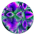 Evening Crystal Primrose, Abstract Night Flowers Magnet 5  (Round)