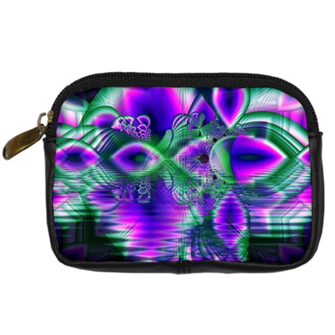 Evening Crystal Primrose, Abstract Night Flowers Digital Camera Leather Case from ZippyPress Front