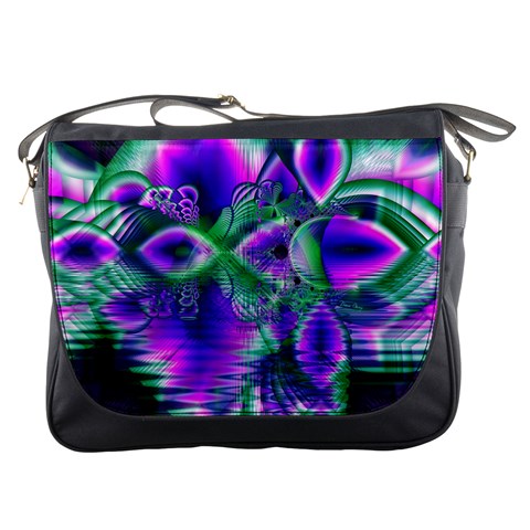 Evening Crystal Primrose, Abstract Night Flowers Messenger Bag from ZippyPress Front