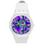 Evening Crystal Primrose, Abstract Night Flowers Plastic Sport Watch (Medium)