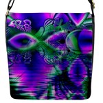 Evening Crystal Primrose, Abstract Night Flowers Flap Closure Messenger Bag (Small)