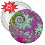 Raspberry Lime Surprise, Abstract Sea Garden  3  Button (100 pack)