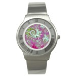 Raspberry Lime Surprise, Abstract Sea Garden  Stainless Steel Watch (Slim)