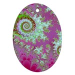Raspberry Lime Surprise, Abstract Sea Garden  Oval Ornament (Two Sides)