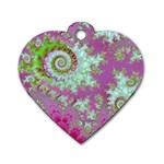 Raspberry Lime Surprise, Abstract Sea Garden  Dog Tag Heart (Two Sided)