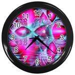 Ruby Red Crystal Palace, Abstract Jewels Wall Clock (Black)