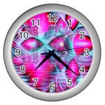 Ruby Red Crystal Palace, Abstract Jewels Wall Clock (Silver)