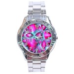 Ruby Red Crystal Palace, Abstract Jewels Stainless Steel Watch