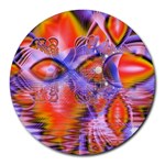 Crystal Star Dance, Abstract Purple Orange 8  Mouse Pad (Round)