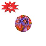Crystal Star Dance, Abstract Purple Orange 1  Mini Button (10 pack)
