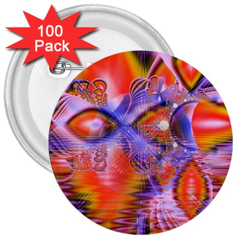 Crystal Star Dance, Abstract Purple Orange 3  Button (100 pack) from ZippyPress Front