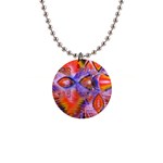 Crystal Star Dance, Abstract Purple Orange Button Necklace