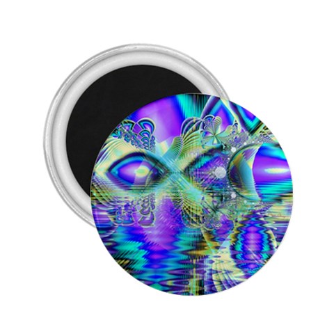 Abstract Peacock Celebration, Golden Violet Teal 2.25  Button Magnet from ZippyPress Front