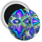 Abstract Peacock Celebration, Golden Violet Teal 3  Button Magnet
