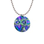 Abstract Peacock Celebration, Golden Violet Teal Button Necklace