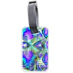 Abstract Peacock Celebration, Golden Violet Teal Luggage Tag (Two Sides)