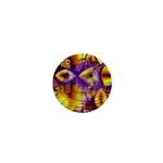 Golden Violet Crystal Palace, Abstract Cosmic Explosion 1  Mini Button Magnet