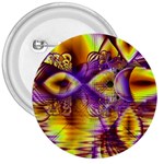 Golden Violet Crystal Palace, Abstract Cosmic Explosion 3  Button
