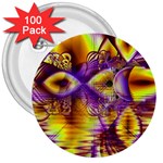 Golden Violet Crystal Palace, Abstract Cosmic Explosion 3  Button (100 pack)