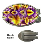 Golden Violet Crystal Palace, Abstract Cosmic Explosion Money Clip (Oval)