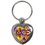 Golden Violet Crystal Palace, Abstract Cosmic Explosion Key Chain (Heart)
